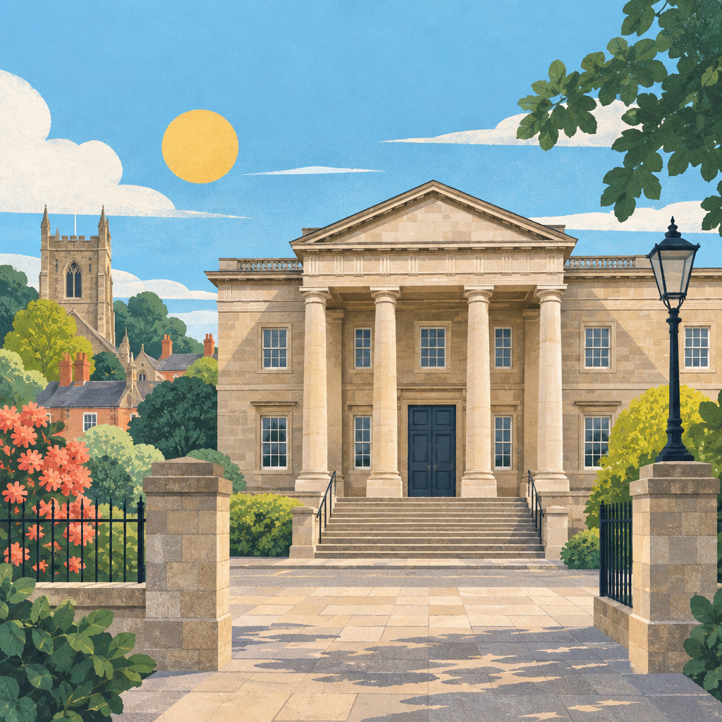 Neutral editorial illustration of a generic British court building.